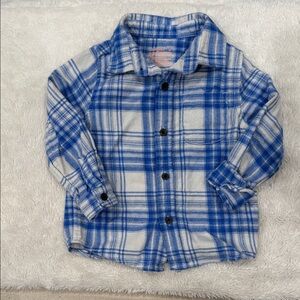 Cat & Jack Blue and White Plaid,  soft flannel Button-Down Shirt - Kids